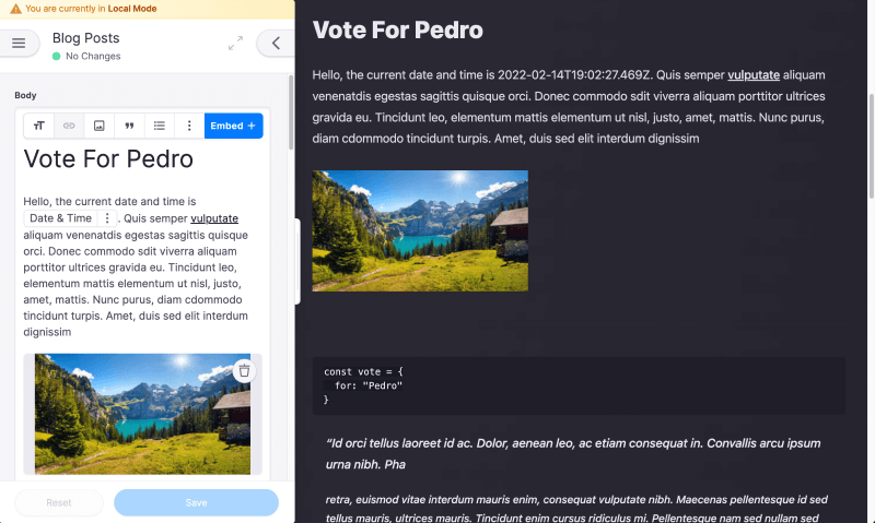 Tina Editor Contextual Editing